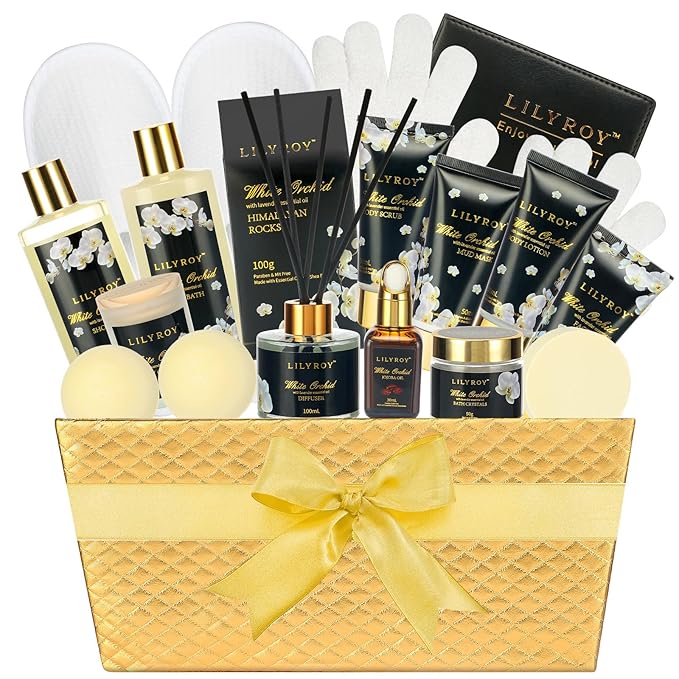 Mothers Day Gifts for Mom - Luxury 18-Piece Gold Leather Spa Gift Set, Premium Bath Collection with Bath Bomb | Father's Day Christmas Birthday Gifts, All Occasion Ultimate Holiday Gift for Her & Him-BrightBean Baby