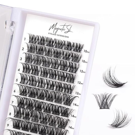 Cluster Lashes 72 Individual Lashes Clusters Eyelash Extensions False Eyelashes DIY Lash Extension Kit Reusable False Eyelashes Natural Look Mix 10-16mm C D Curl-DM01-BrightBean Baby