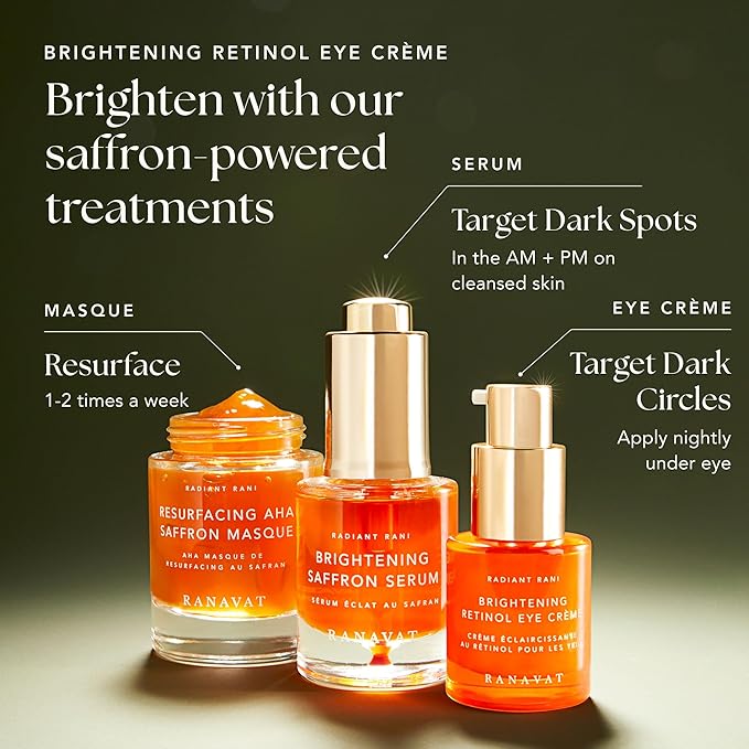 RANAVAT Brightening Retinol Eye Cream - Anti Aging Eye Cream and Dark Circle Corrector to Help Target Fine Lines - Enriched with Micro-Encapsulated Retinol, Bakuchi Seed, & Saffron (0.5 oz)-BrightBean Baby