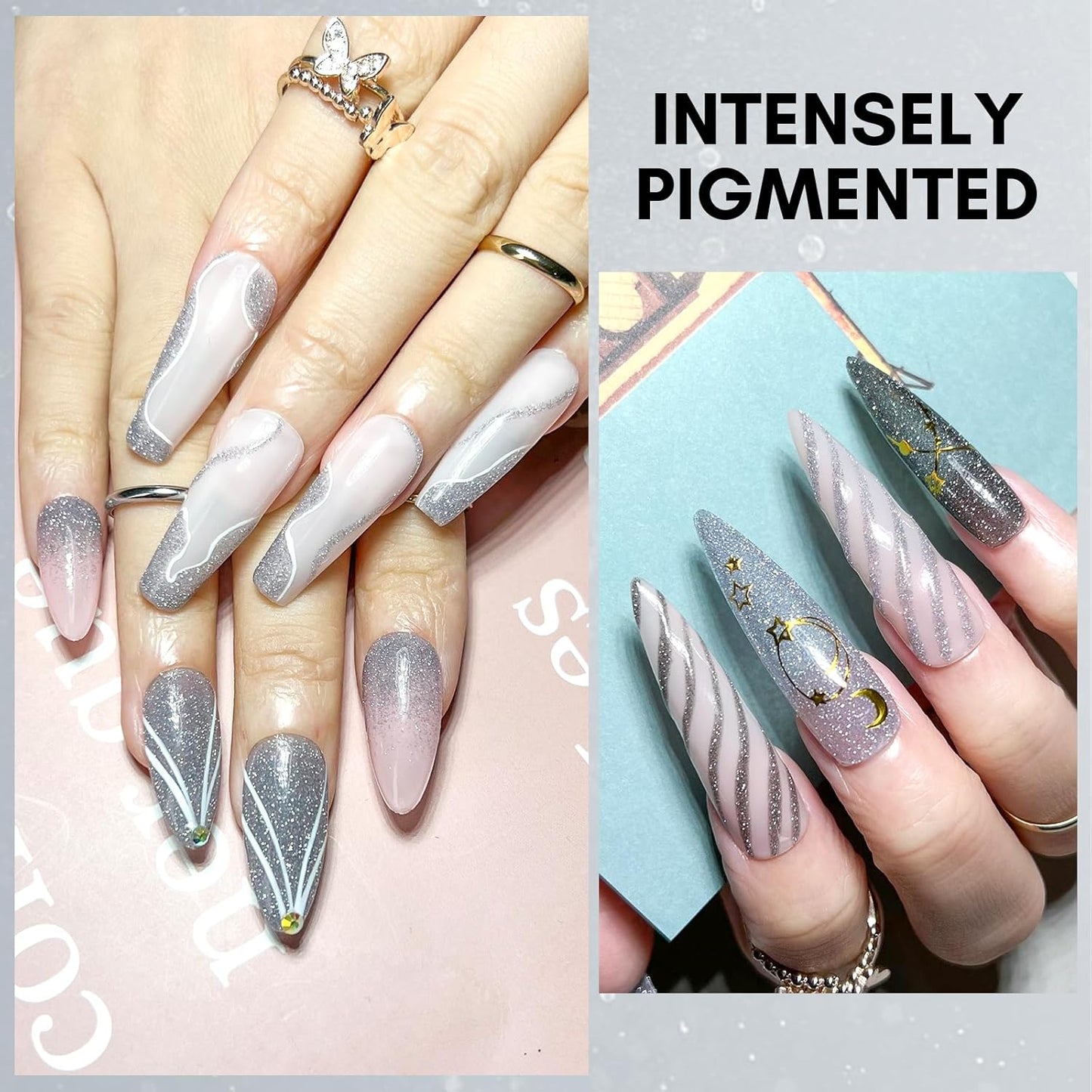 Makartt Glitter Gel Nail Polish - Flash Grey Diamond Reflective Sparkly Gel, UV LED Soak Off for Nail Art Designs, 15ml DIY Home Salon Manicure-BrightBean Baby