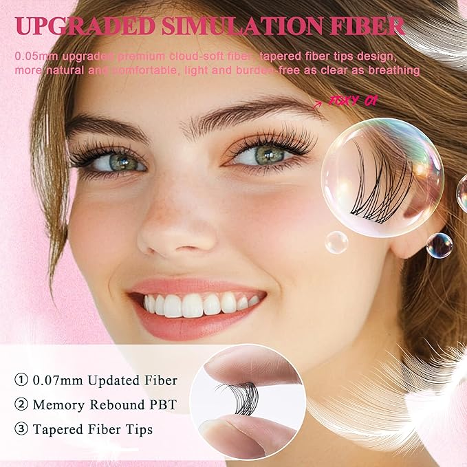 Lash Clusters Kit - Wispy Natural & Manga Spiky Lash Cluster Invisible band 8-16mm Eyelash Clusters Kit D Curl Lash Extension Kit WideSpan with Bond and Seal DIY at Home-BrightBean Baby