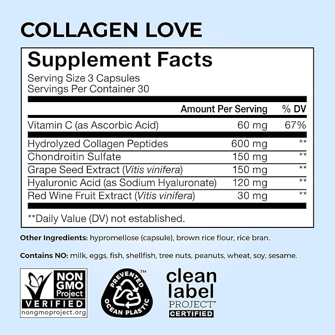 HUM Collagen Love Skin Supplement - Collagen Peptides w/Hyaluronic Acid & Vitamin C, Supports Firm Skin & Helps Minimize Signs of Aging - Supplements for Women and Men (90-Count)-BrightBean Baby