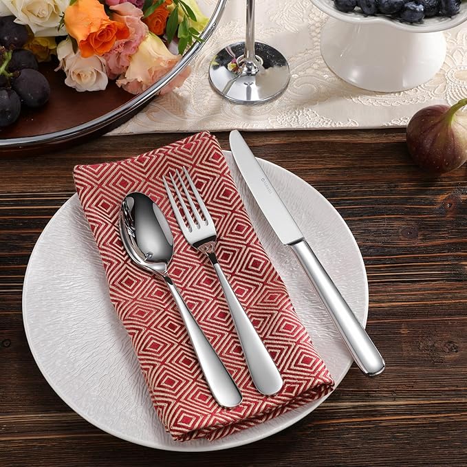 KEAWELL Premium Louise Spoons Set, Set of 4, 18/10 Stainless Steel, Exceptional mirror finish, Dishwasher Safe (7.6" Dinner Spoon)