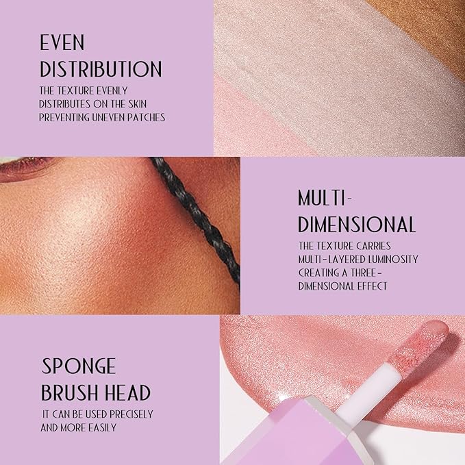 YOUNG VISION Soft Natural Glow Liquid Highlighter, Glow Liquid Illuminator Makeup,Weightless, Long-Wearing, Smudge Proof, Natural-Looking, Dewy Finish,-BrightBean Baby