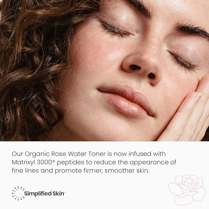 Rose Water Spray for Face with Matrixyl 3000 - Organic Rosewater Face Mist with Aloe Vera & Hyaluronic Acid - Hydrating, Reduces Fine Lines, Boosts Collagen Production, & Soothes Skin - 4 Fl Oz-BrightBean Baby