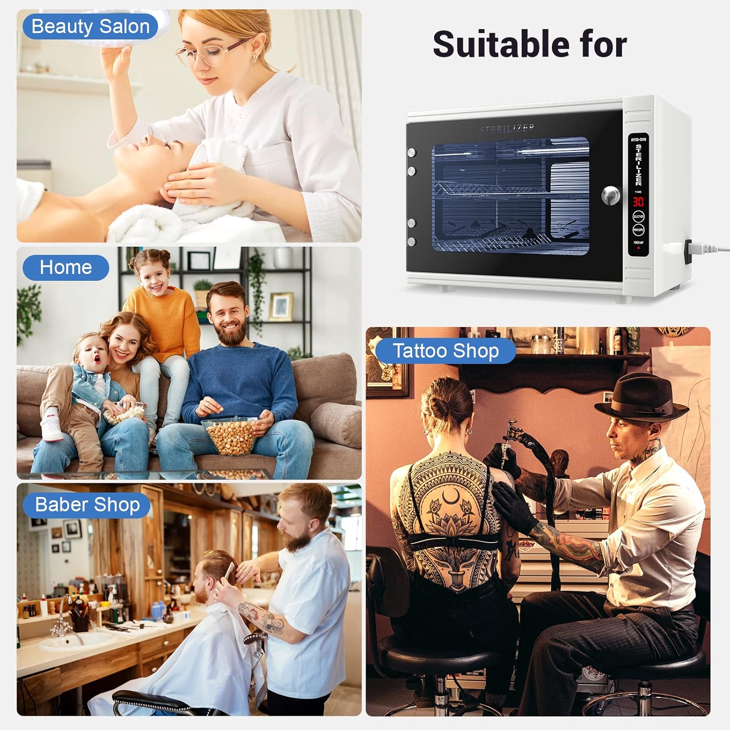 UV Sanitizing Cabinet (12L) Large Capacity - Metal Chemical-Free UVC Cleaner Box with Easy to Use Timer (5-60 Min) for Salon Tools, Manicure Supplies, Baby Bottles, Phones, Cutlery & More-BrightBean Baby