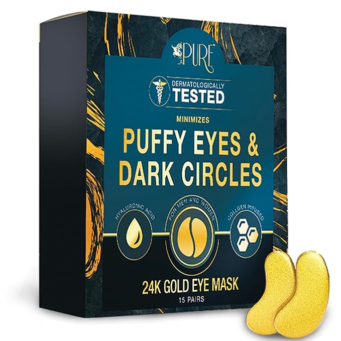 24K Gold Eye Treatment Masks - Under Eye Patches, Under Eye Bags Treatment, Eye Mask for Puffy Eyes, Anti-Wrinkle, Dark Circles, Gel Pads 15 Pairs-BrightBean Baby