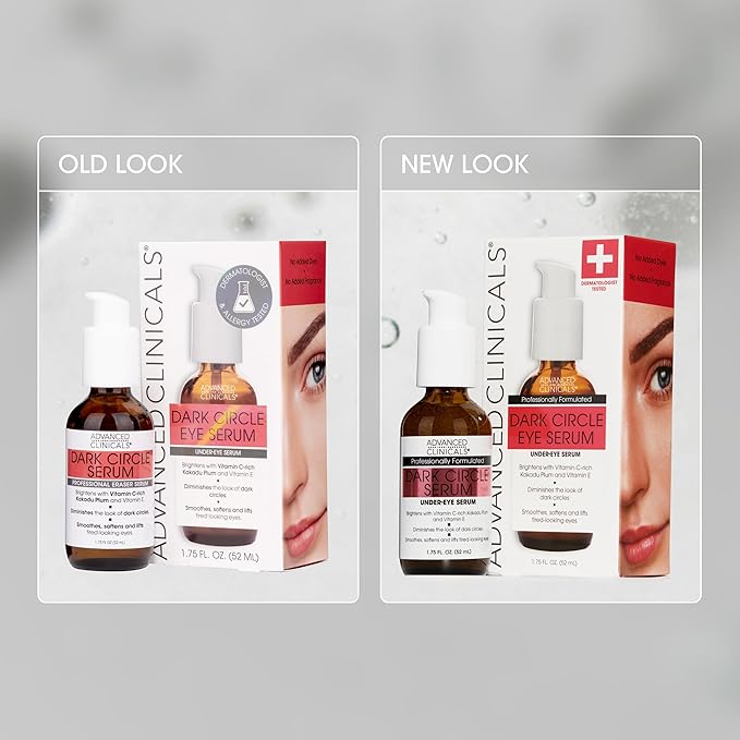 Advanced Clinicals Dark Circle Caffeine Under Eye Serum For Face With Hyaluronic Acid Moisturizer + Peptides | Brightening Vitamin C Serum Helps Improve Look Of Puffy Eye & Fine Lines, 1.75 Fl Oz-BrightBean Baby