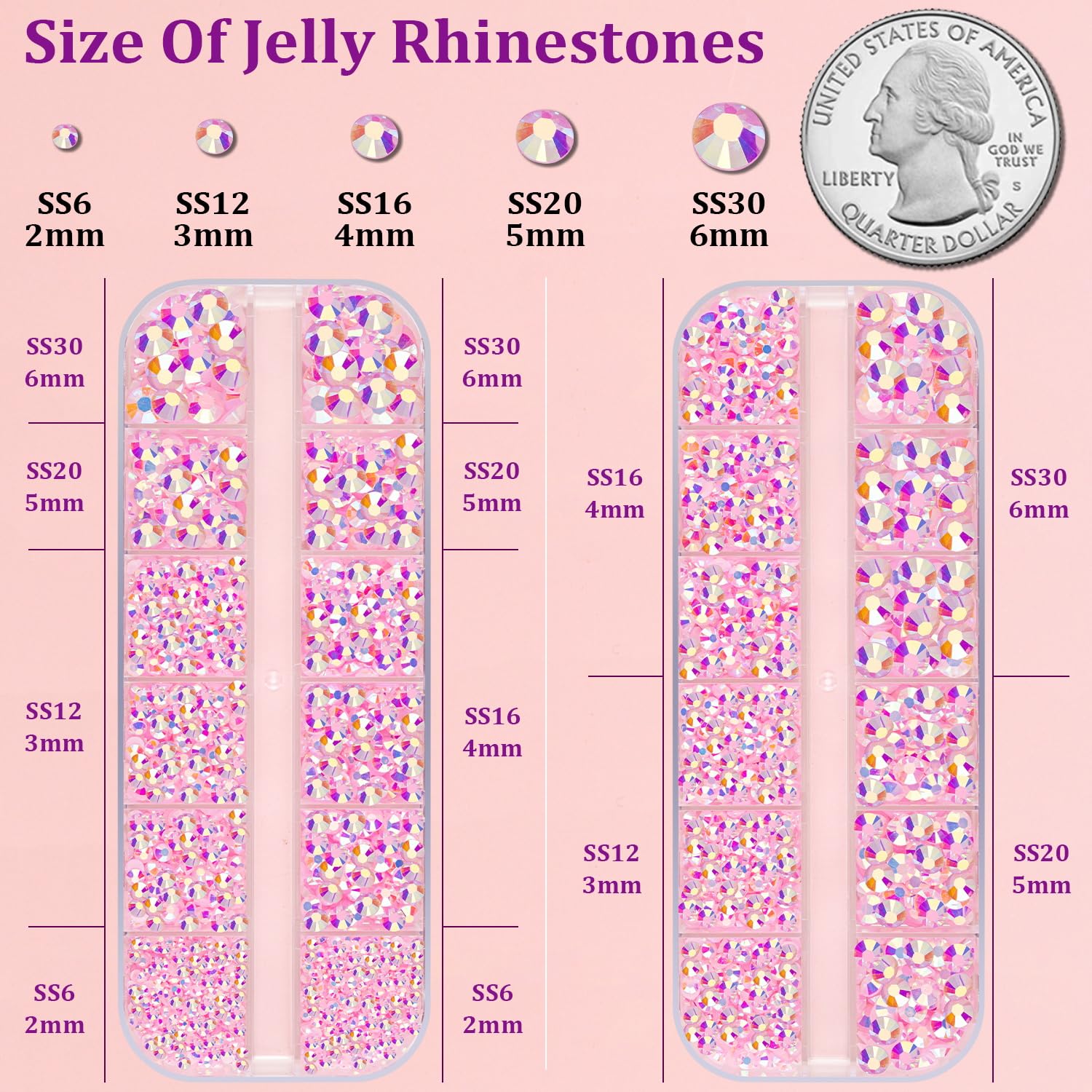 Resin Jelly Rhinestones for Crafting with B7000 Jewelry Glue, 2 Boxes Light Pink AB Flatback Crystals with 3Pcs 10ml Glue, Bedazzling Non Hotfix Gems for DIY Tumblers Clothing Shoes Manicure-BrightBean Baby