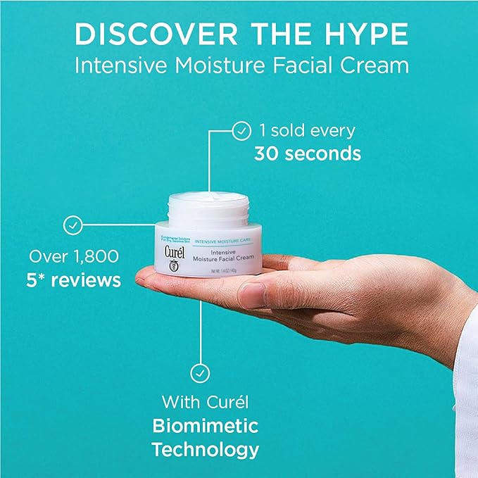 Curel Japanese Skin Care Intensive Face Moisturizer Cream, Hydrating Face Lotion for Dry to Very Dry Sensitive Skin, Anti-Aging, Fragrance-Free, Anti-Wrinkle Japanese Skin Care, 1.4 Oz-BrightBean Baby