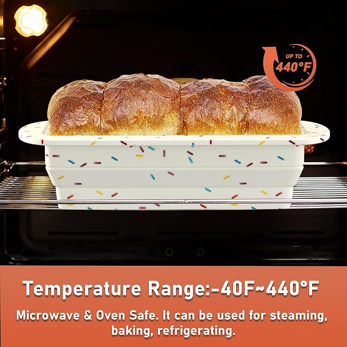 Foldable Silicone Loaf Pan, Non-Stick Bread Pan, Sturdy Cake Tin for Baking, Easy Release Loaf Pan, Great for Cakes, Brownies, Dishwasher Safe (9"x4"x2.5", Off-white, 1 Piece)