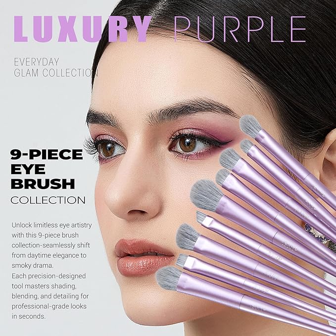 Jessup Makeup Brushes Set Professional 14pcs Vegan Make Up Brushes, Foundation Eyeshadow Concealer Contour Powder Blush Blending Eyeliner Brush, Premium Synthetic Fiber, Luxury Purple T512-BrightBean Baby