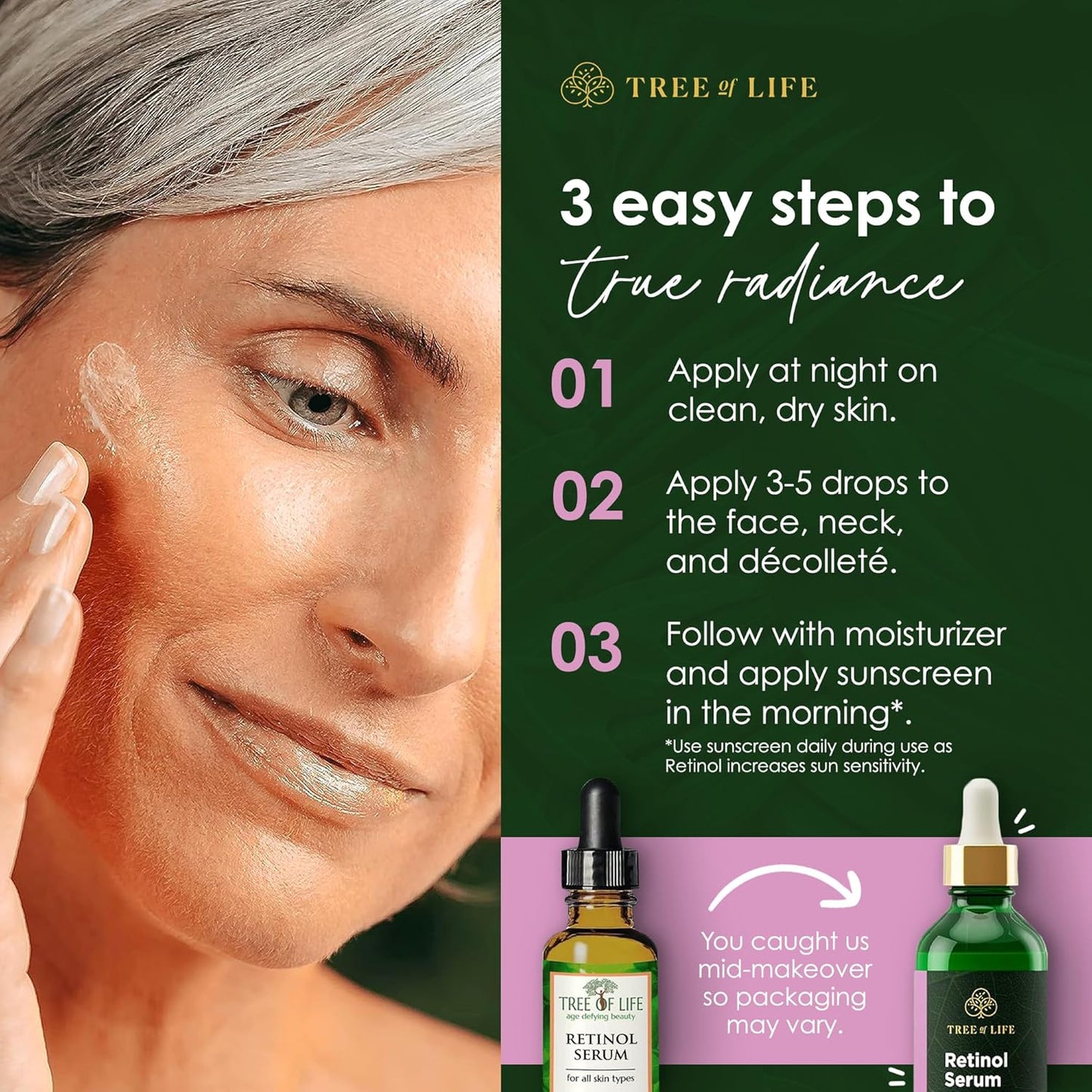 Tree of Life Beauty Retinol Serum, Skin Smoothing Face Oil for Dark and Age Spots and Fine Lines, Facial Serums for Dry and Sensitive Skin Care with Hyaluronic Acid for Soft Smooth Skin, 2 Fl Oz-BrightBean Baby