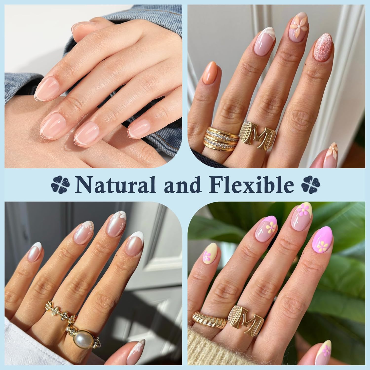 Extra Short Almond Nail Tips, 240pcs Soft Gel Pre-Shaped Acrylic Fake Nails, Half Matte Full Cover Clear Gelly Press on Flase Nail Tips for Extension Nail Manicure Home DIY 12 Sizes-BrightBean Baby