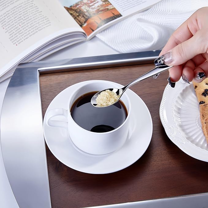 KEAWELL Premium Louise Demitasse Espresso Spoons, 18/10 Stainless Steel, 4.4-Inch Small Size, Dishwasher Safe (4.4 inches, 12)