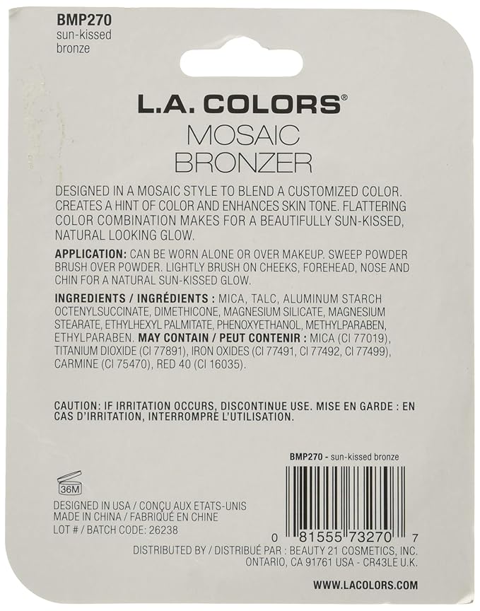 L.A. Colors Mosaic Bronzer/Blush Compact, Golden Bronze, 0.09 Ounce (Pack of 2)-BrightBean Baby
