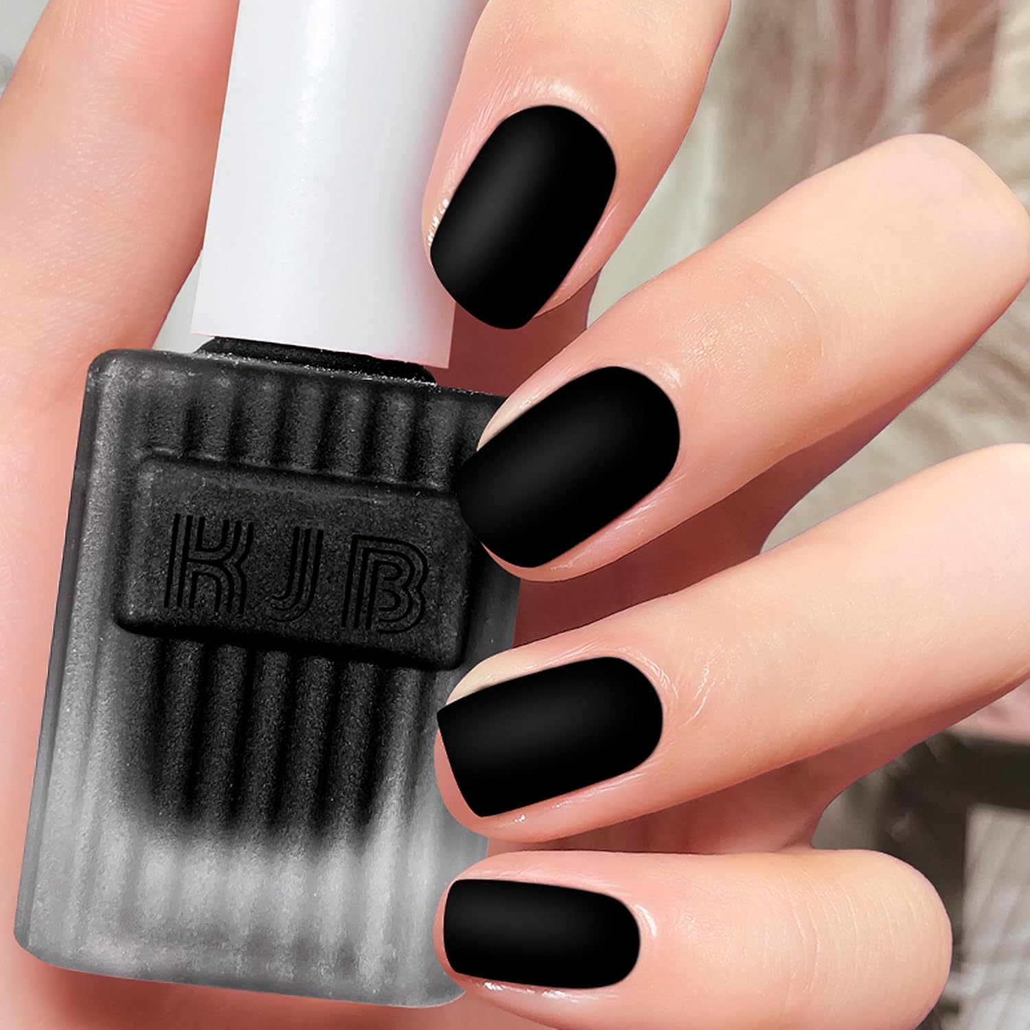 Matte Black Nail Polish - Matte Finish Black Fingernail Polish - Fast Drying Nail Varnish Mist Effect - Silky Velvet Nail Lacquer For Women Girls Manicure DIY at Home - No Need Bake-BrightBean Baby