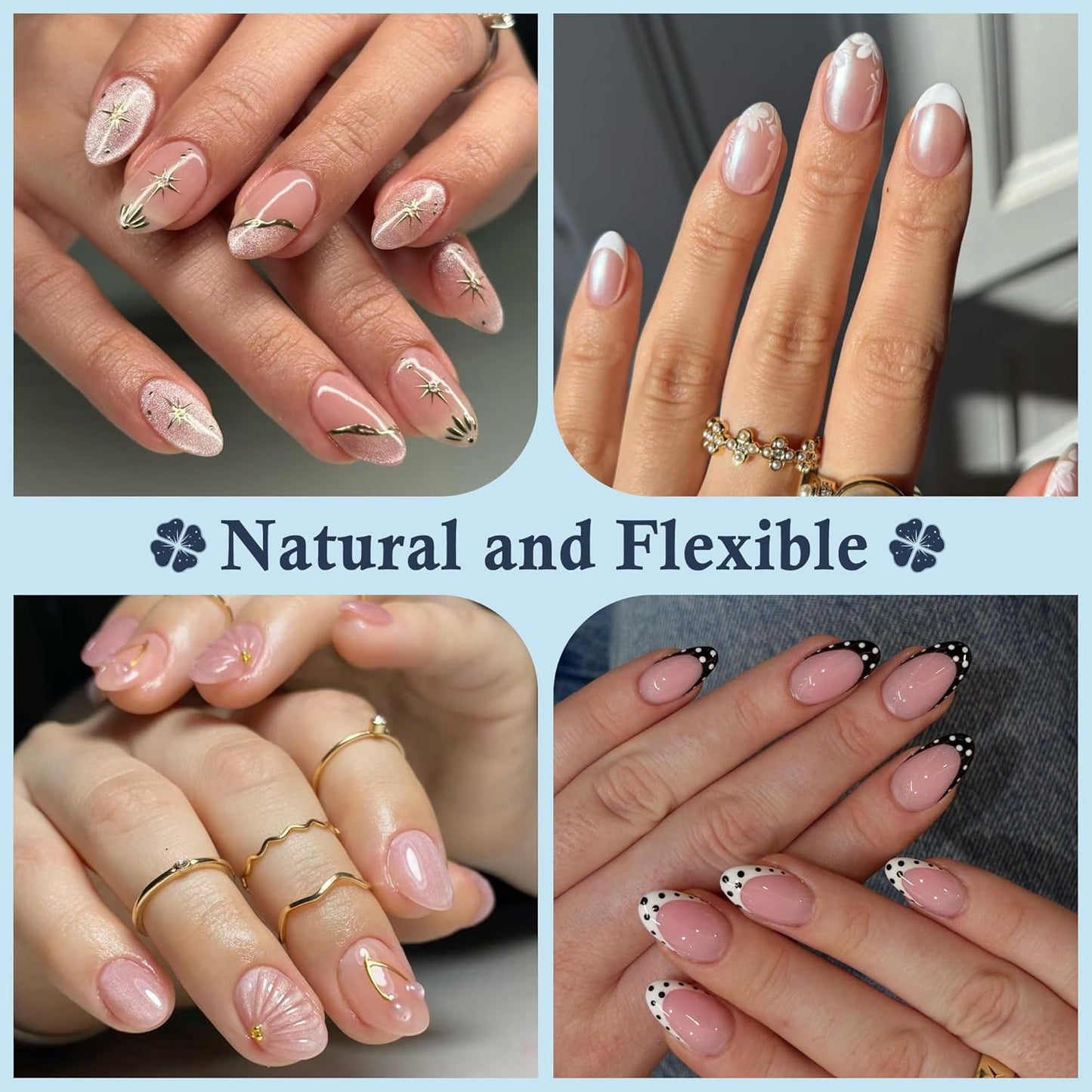 Extra Short Almond Fake Nails, 504pcs Soft Gel Pre-Shaped Acrylic Nail Tips, Half Matte Full Cover Clear Gelly Press on Flase Nail Tips for Extension Nail Manicure Home DIY 12 Sizes-BrightBean Baby