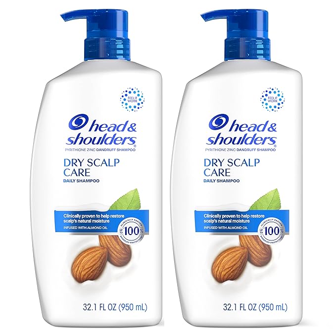Head & Shoulders Shampoo, Daily-Use Anti-Dandruff Paraben Free Treatment, Dry Scalp Care with Almond Oil, 32.1 fl oz, Twin Pack-BrightBean Baby