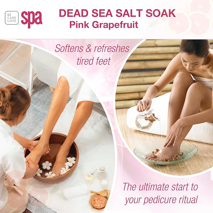 BCL SPA Dead Sea Salt Soak - bath salt with organic Pink Grapefruit, Shae Butter, Arnica, Aloe Vera juice, Chamomile, Argan oil & Jojoba oil skin exfoliator - Home/Professional use 16 fl oz-BrightBean Baby