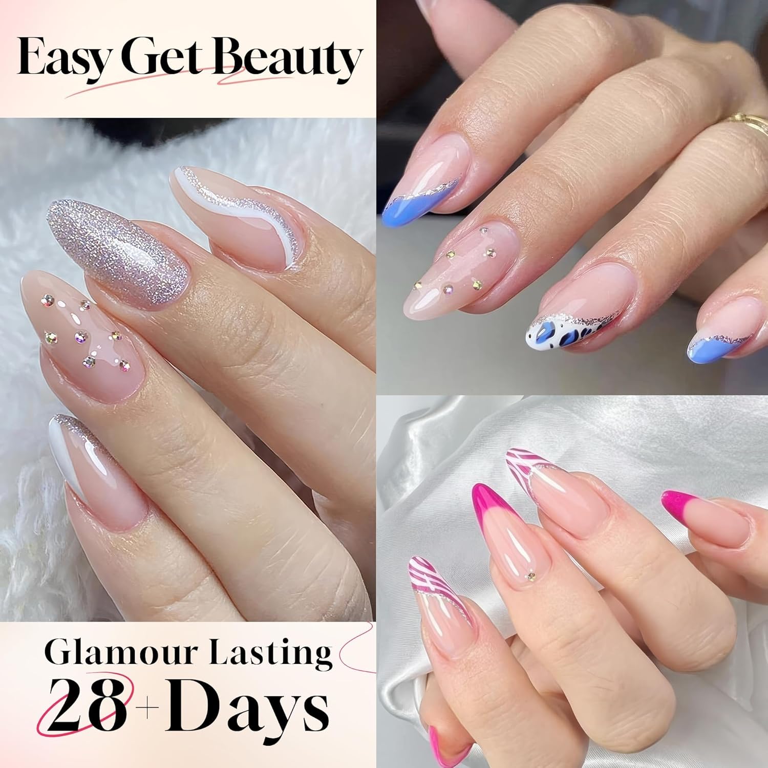 UNA GELLA Medium Almond Gel Nail Tips: Full Matte Almond Shape Nail Tips Half Cover 216pcs Medium Almonds Press On Nails DIY Salon for Fake Acrylic False Nails 12 Sizes, Saving Design Gelly Tips-BrightBean Baby