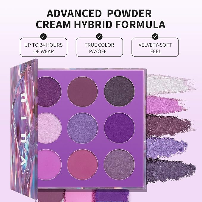 docolor Eyeshadow 9 Colors Purple Eyeshadow Palette High Pigmented Blendable Matte & Glitter Shimmer Finishes, Long Lasting Mauve Eye Makeup for Christmas Party Music Festivals-BrightBean Baby