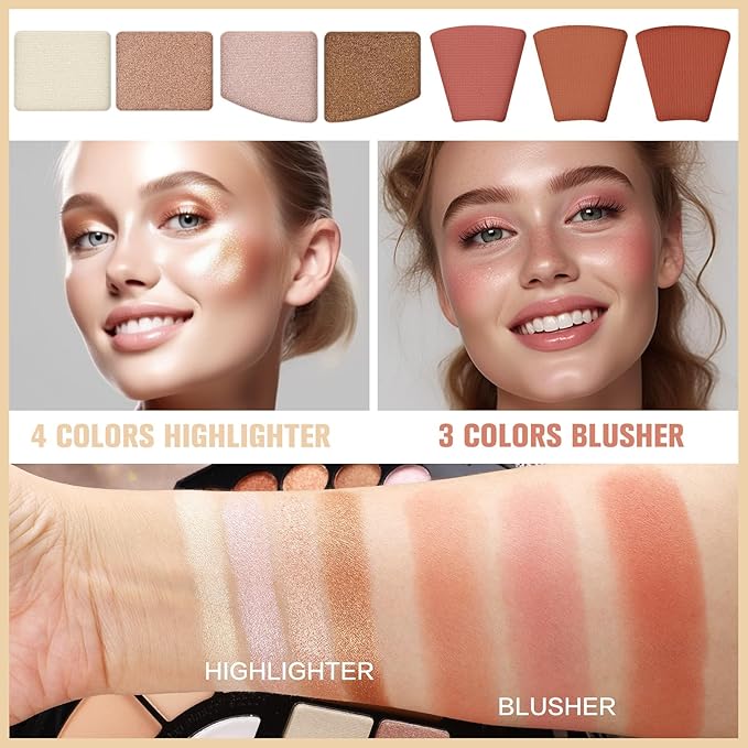 109 Colors Makeup Kit for Women Girl Full Kit Gift Set with Mirror All in One Make up Palette Included Eyeshadow Glitter Lipstick Concealer Eyeliner Eyebrow Highlighter Contour Blusher Compact PowderN-BrightBean Baby