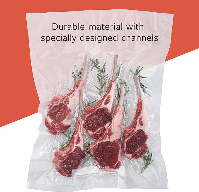 FoodSaver Custom Fit Airtight Food Storage and Sous Vide Vacuum Sealer Bags, 8 x 20', Perfect for Meal Prep and Sous Vide Cooking (Pack of 12)