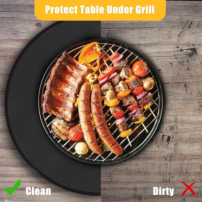 24" Round Grill Mat - Fireproof Heat Resistant BBQ Pad