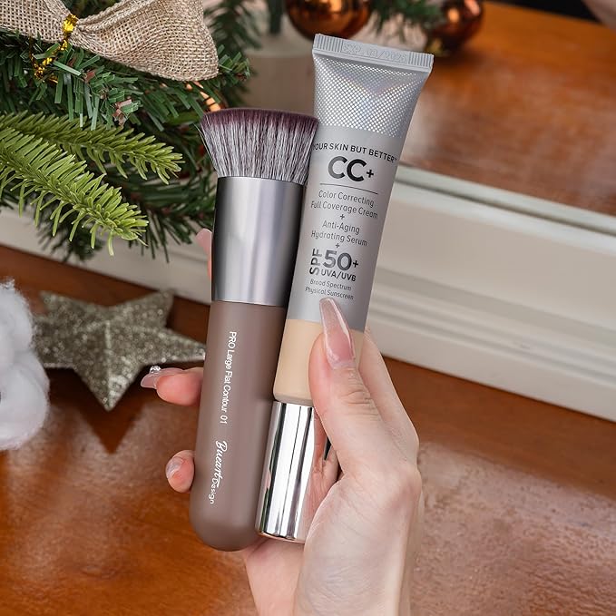 Bueart Design 26 Pcs Chocolate-colored Gift Makeup Brushes Set with Extra Large Holder,Elegant Make up Brushes for Foundation,Face Blending Powder, Contour, Highlight, Concealer, Eyeshadow-BrightBean Baby