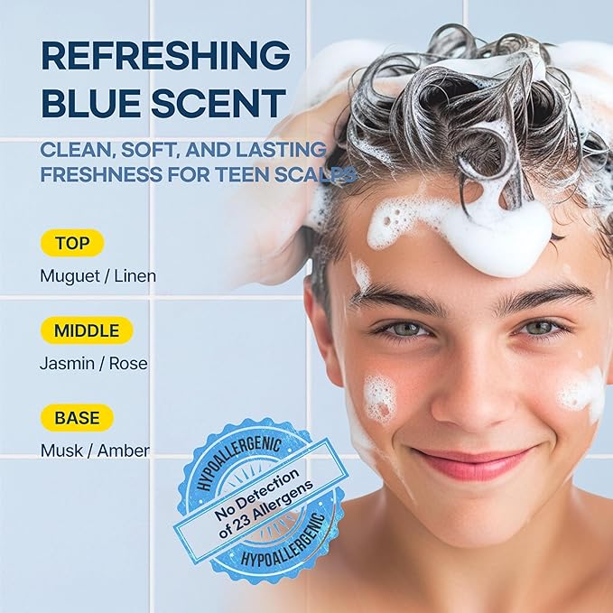 TS GD Shampoo for Boys | Korean Teen Shampoo with Upgraded Probiotics | Anti-Dandruff & Itchy Scalp Relief | Blue Fresh Allergy-Free Fragrance | Sulfate-Free (13.5 fl oz, 400ml)-BrightBean Baby