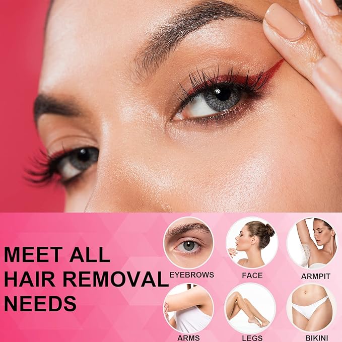Eyebrow Razor & Facial Hair Removal for Women (2 in 1, USB Rechargeable), 100% Painless Hair Removal, Eyebrow Trimmer and Hair Remover Kit with Light for Eyebrow, Face Peach Fuzz, Lips, Body (Pink)-BrightBean Baby