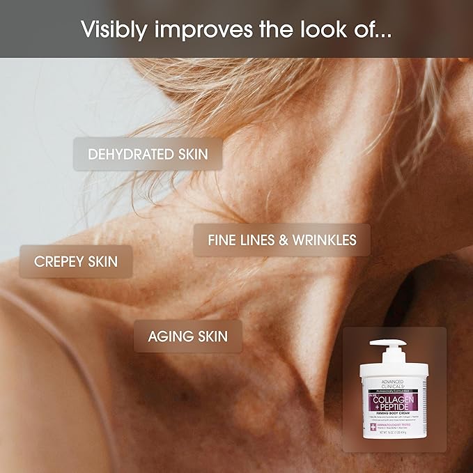 Advanced Clinicals Collagen Peptides Body Lotion + Hyaluronic Acid Moisturizer 2PC Skincare Set For Women & Men | Dry Skin Moisturizing Body Cream Helps Diminish Appearance Of Crepey Skin, 2PC Bundle-BrightBean Baby