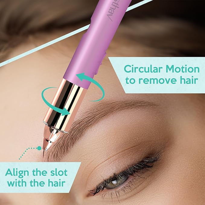 2 in 1 Eyebrow and Facial Hair Remover for Women Painless Flawless Electric Razor Epilator Trimmer Shaver with 18K Gold-Plated, USB Rechargeable, 360° LED for Eyebrow and Face Hair Removal-BrightBean Baby