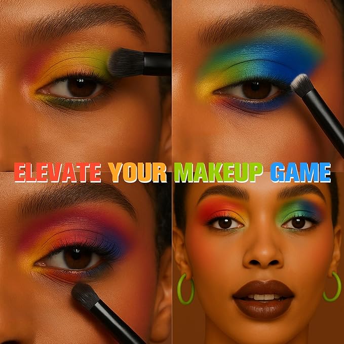 UCANBE Halloween Makeup Palette, 15 Colors Matte Black White Red Blue Green Purple Pink Eye Shadow, High Pigmented Blendable Bright & Dark Shade Pallet for Cosplay SFX Costume Stage Parties-BrightBean Baby