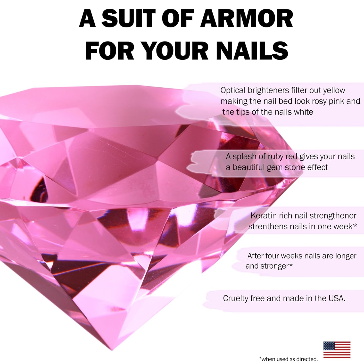 Perfect Formula Ruby Pink Gel Coat - Nail Strengthener, Keratin Nail Treatment, Gemstone Pink Gel Nail Polish - Nail Strengthener for Damaged Nails - Made In The USA .60 fl oz.-BrightBean Baby