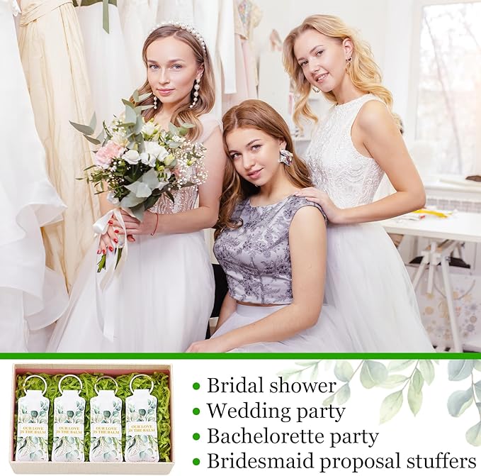 18 Sets Baby Shower Bridal Shower Favors for Guests Bulk Lip Balm and Lipstick Holder Keychains Set Baby Shower Bridal Shower Goodies Bags Thank You Gifts for Guests(Eucalyptus Wedding)-BrightBean Baby