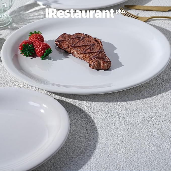 Stoneware Narrow Rim Commercial Grade Dinnerware,Bright White Oval Platter 11.5" x 8.5", Case of 12