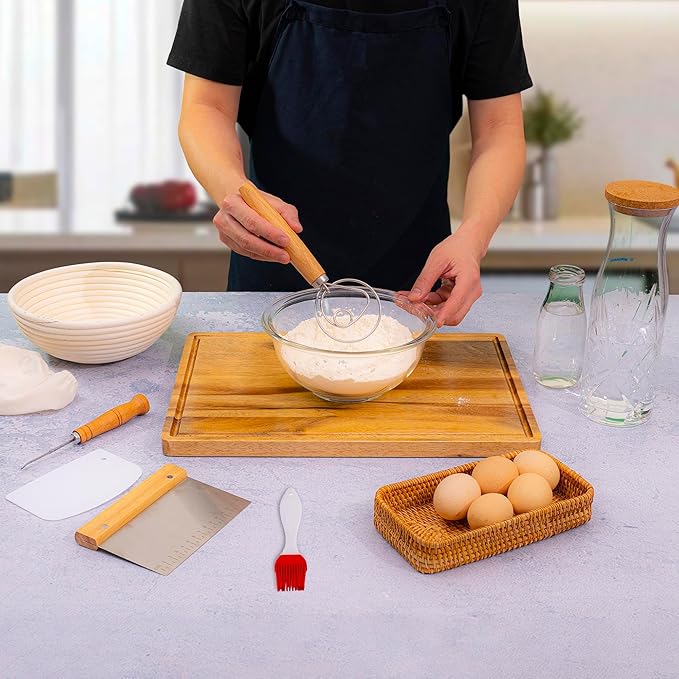 Banneton Bread Proofing Basket, Set 2 Size Sourdough Starter Kit, Sourdough Bread Baking Supplies, Bread Making Supplies Tools (Round 2 size, 10x6x3.5")