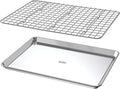 Baker's Secret Non Toxic Bacon Tray for Oven, PTFE, PFAS, PFOA Free, 100% Recycled Aluminum, Bakeware Set Cookie Sheet 18" with Stainless Steel Rack Never Rust - The Natural Aluminum Collection