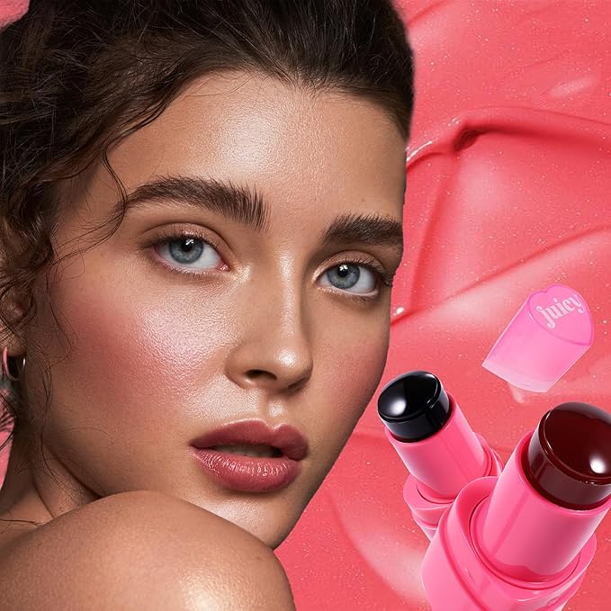 Water Jelly Tint Blush, 3-In-1 Multi-Use Blush Cream Blush Stick for Eyes, Cheeks & Lips, Hydrating & Bouncy Jelly Texture, Blends Perfect for Skin Portable Multipurpose Long Lasting Waterproof(01, s)-BrightBean Baby