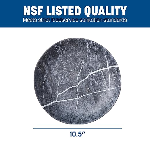 Carlisle FoodService Products Ridge Reusable Plastic Plate Dinner Plate for Home and Restaurant, Melamine, 10.5 Inches, Soapstone