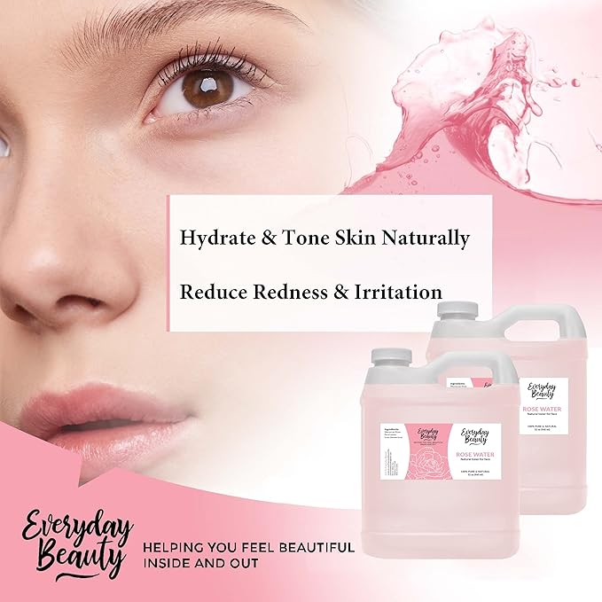 Rose Water Facial Toner Bulk - 64oz Alcohol-Free Vegan All Natural Refreshing Spray Mist for Face and Hair - Uplifts, Calming & Soothing for All Skin Types-BrightBean Baby