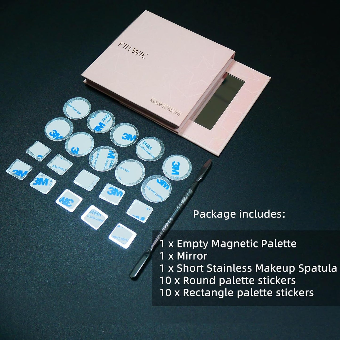 Small Empty Magnetic Makeup Palette with Mirror, Spatula, 20 Metal Stickers, Suitable for Eyeshadow Lipstick Blush Powder Highlighter and Contour (Black, Small)-BrightBean Baby