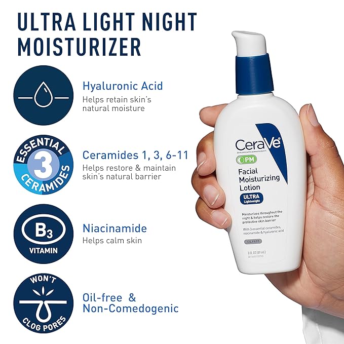 CeraVe AM Face Moisturizer with SPF, PM Face Moisturizer & Hydrating Face Wash Skin Care Routine for Morning & Night | Travel Size Toiletries | 3oz Lotion + 3oz Lotion + 3oz Cleanser-BrightBean Baby