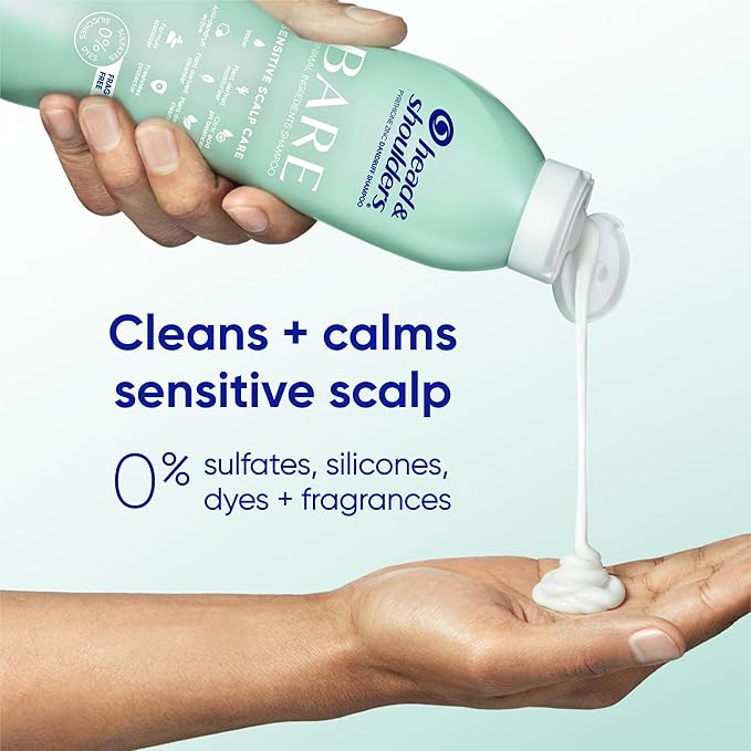 Head & Shoulders BARE Dandruff Shampoo Twin Pack, Fragrance-Free, Sensitive Scalp Care, Sulfate-Free, Silicone-Free, Dye-Free, Eco-Friendly Bottles, Safe for All Hair Types, 13.5 Fl Oz Each (Set of 2)-BrightBean Baby