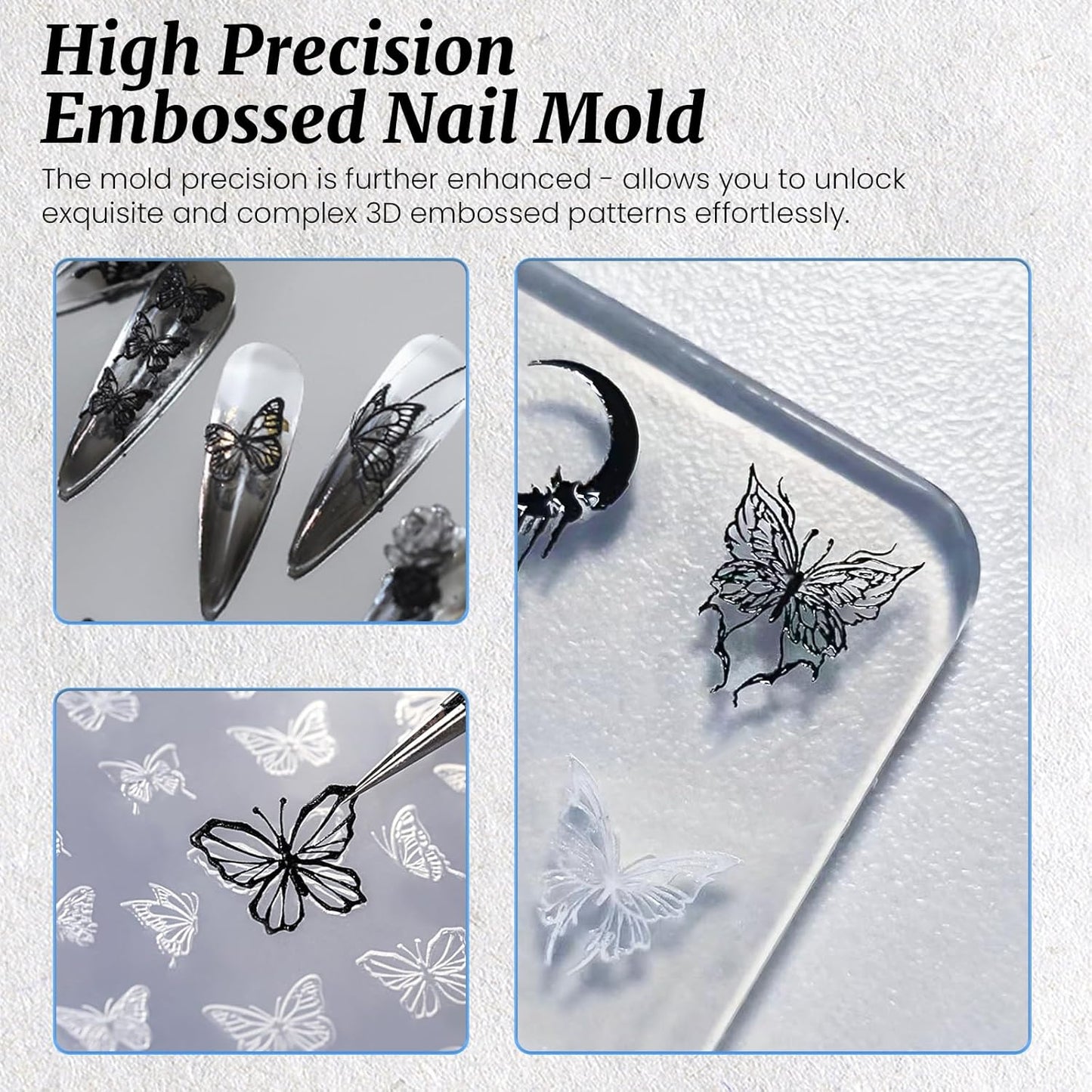 Nail Art Silicone Mold - Butterfly Stars Moon Decoration for 3D Carving Templates, Precise Embossed Pattern Tools, Charms for Acrylic DIY Craft-BrightBean Baby