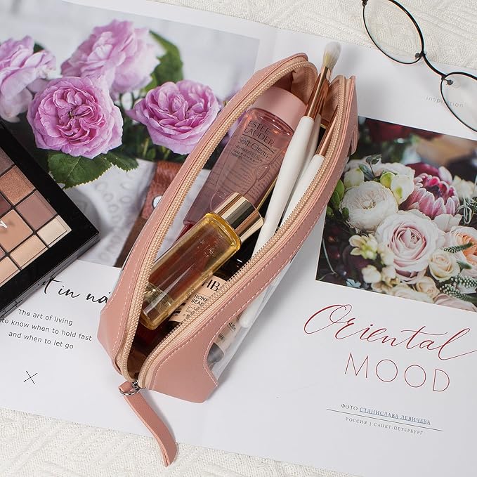 Clear Makeup Bag Small, TSA Approved Portable Toiletry Bag with Zipper Cosmetic Travel Bag Makeup Organizer Case Mini Makeup Pouch for Purse Car Organizer Bag for Women Men-BrightBean Baby