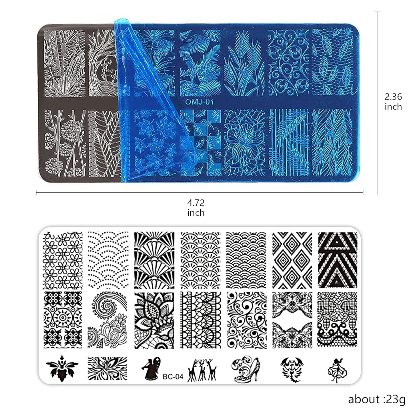 AddFavor Nail Stamper Kit 6pcs Flower Lace Vine Nail Art Stamping Plate Template with Silicone Nail Stamper and Scraper for Women Girls DIY Fingernail Manicure Stencils Tools-BrightBean Baby