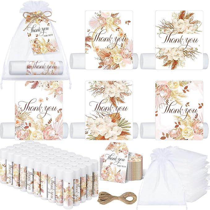 50 Set Employee Appreciation Gifts Bulk Baby Shower Favors Lip Balms Bulk Thank You Gifts Wedding Bridal Shower Bachelorette Gifts Prizes for Guests Women Teacher Coworker Nurse(BOHO)-BrightBean Baby